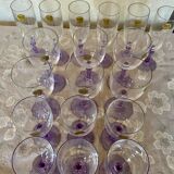 18 vintage Lilac series crystal glasses