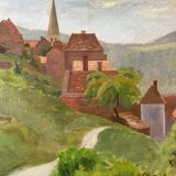 HST painting "The Village in the Valley" beginning of the last century ec. Aven Bridge