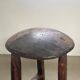 Antique tripod wooden stool, brutalist, wabi sabi style