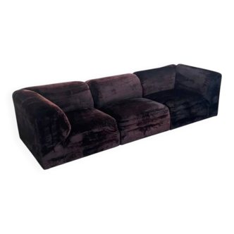 Canapé modulaire en velours aubergine foncé, années 1970