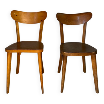 Paire de chaises vintage dépariées - Design minimaliste des années 50
