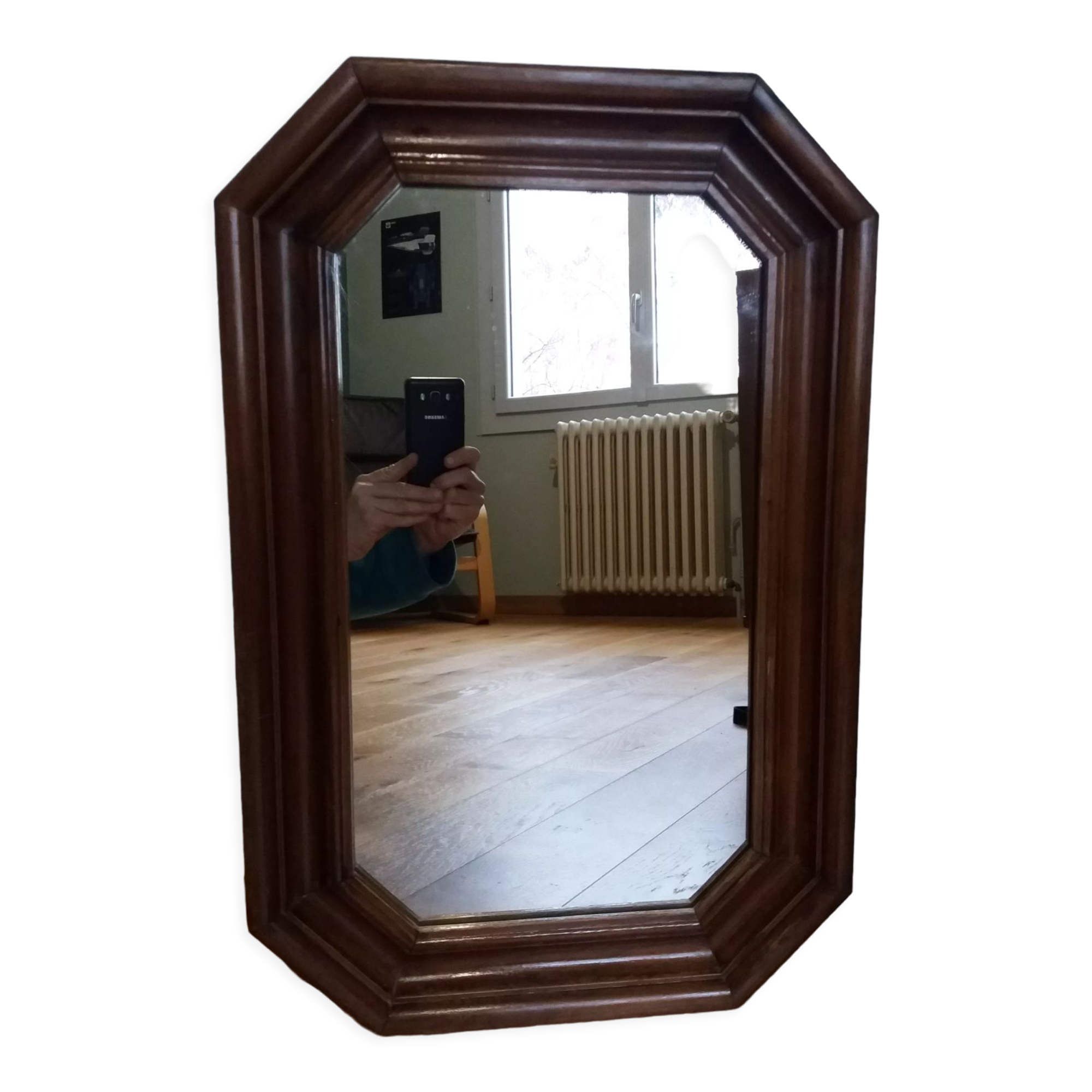Octagonal mirror 58 x 38 moulded wood frame