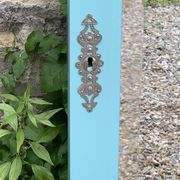 Beveled mirror on turquoise Parisian door