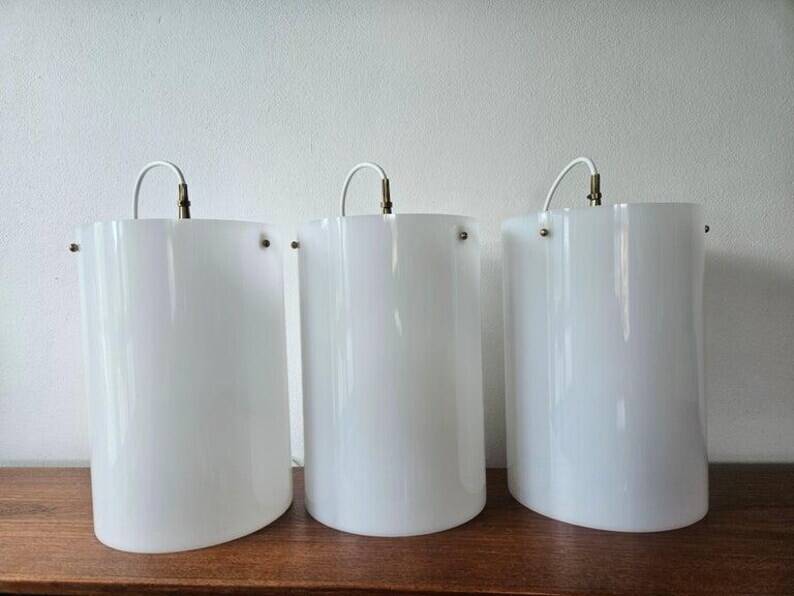 Set of Three Rare Midcentury Pendants Fog & Morup, Denmark, 1960s