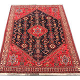 Tapis persan vintage fait à la main tapis traditionnel rouge bleu laine - 117x160cm