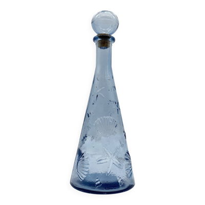 Carafe ''fonds marins'' verre bleu – Empoli, 1970s