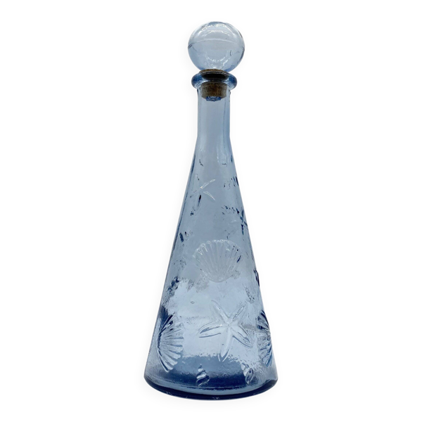 Carafe ''fonds marins'' verre bleu – Empoli, 1970s