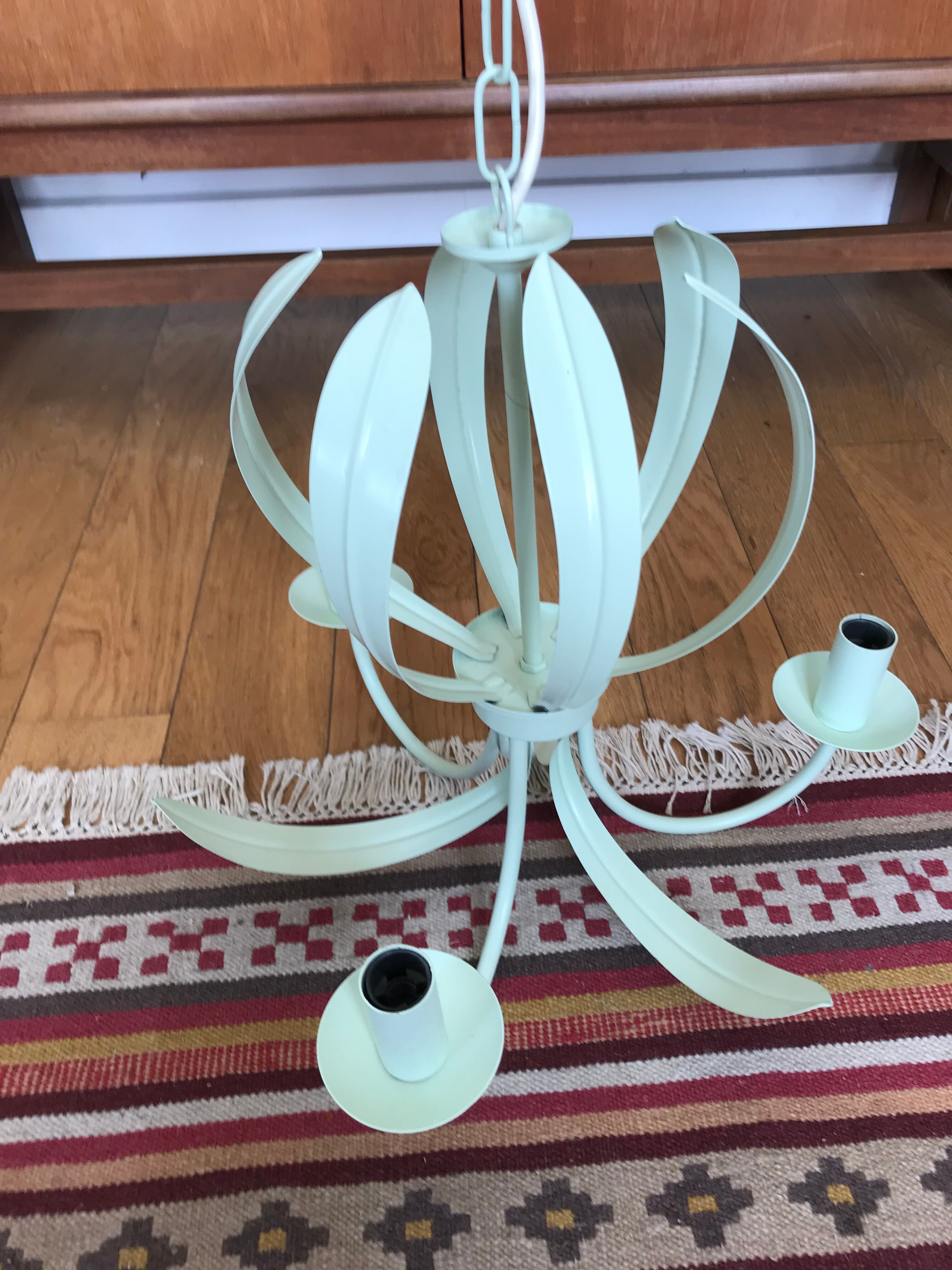 Green water metal chandelier