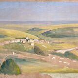 Tableau HSP "Panorama à St Romain" (Côte d'Or) par Auguste Mallard (1895-1965)