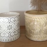 Set of 2 beige and cream pot covers