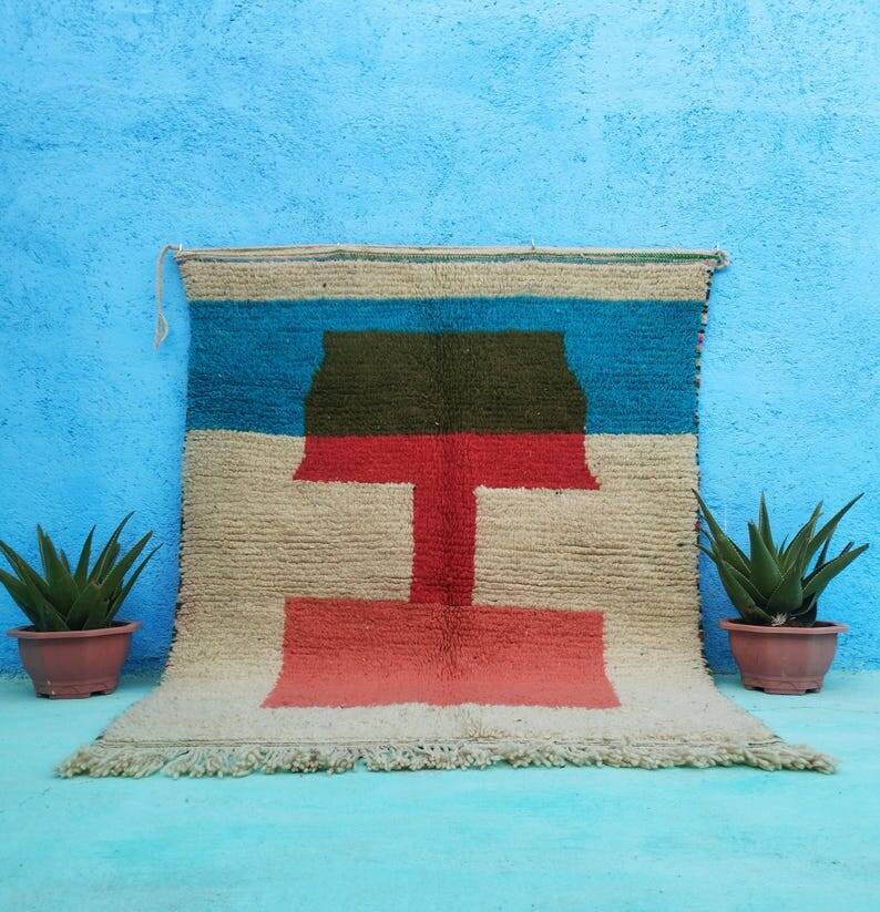 Tapis beni ouraine tissè main traditionnelle taille 140 x 260 cm