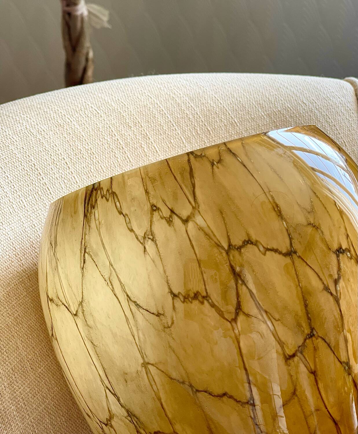 Mouth-blown glass vase.