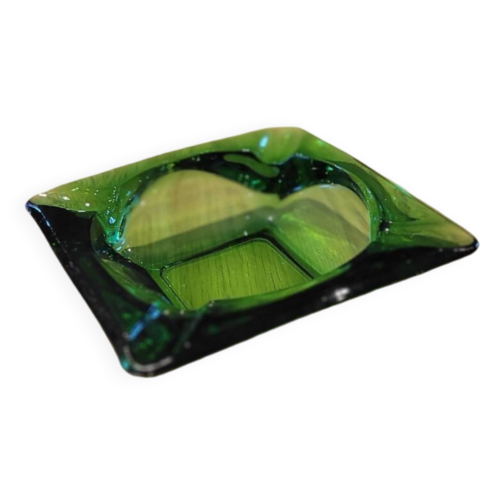 Green glass ashtray