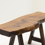 Handmade Oak brutalist table by Mobichalet, Belgium 60s.
