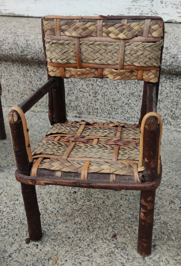 Salon poupée en osier