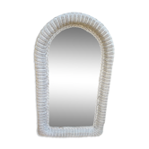 White vintage rattan mirror