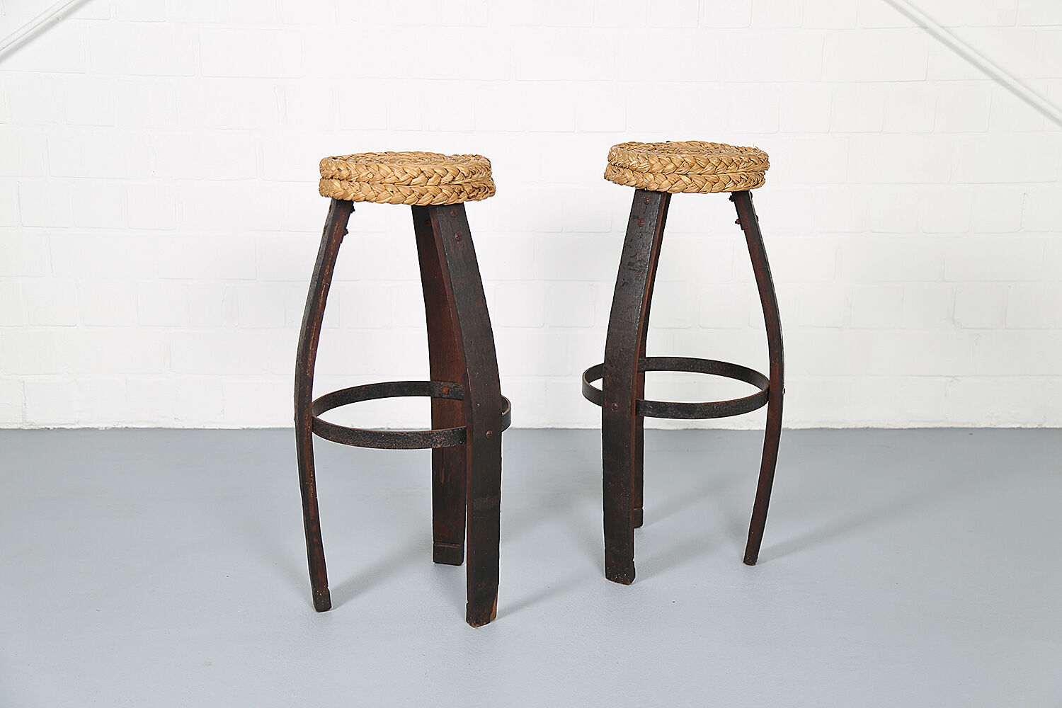 Original set of 2 bar stools by Frida Minet and Adrien Audoux, 1950s, France