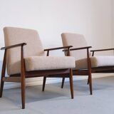 1960 Henryk Lis Mid Century Armchair in Beige Boucle