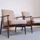 Fauteuil Henryk Lis Mid Century 1960 en Boucle Beige