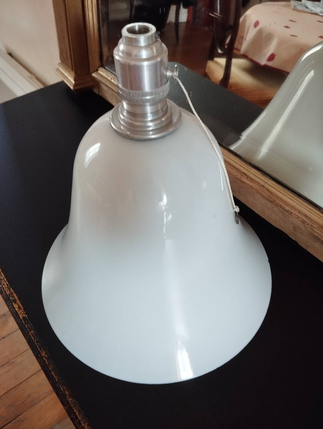 Antique albalite opaline glass pendant