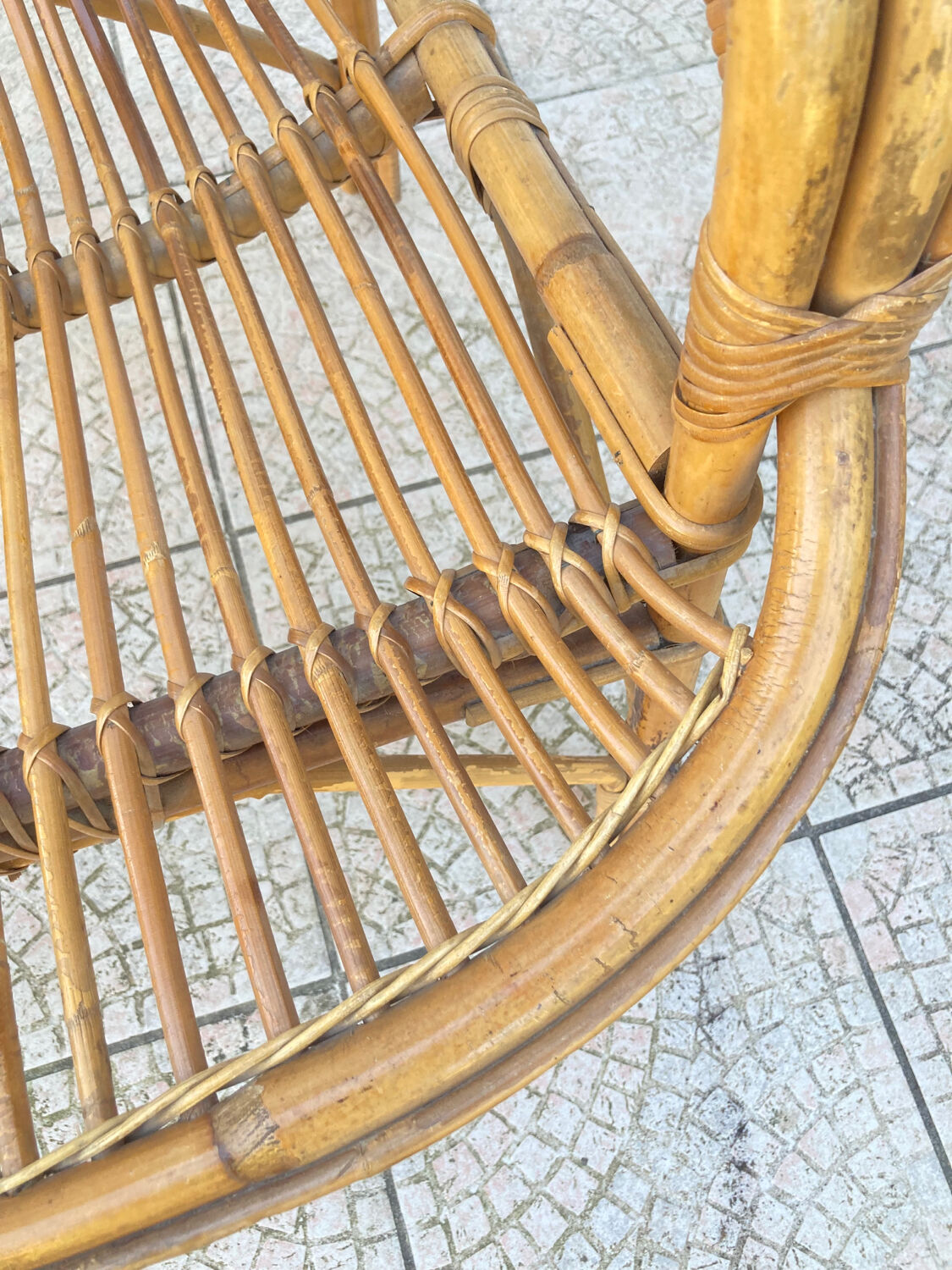 Vintage shell rattan armchair
