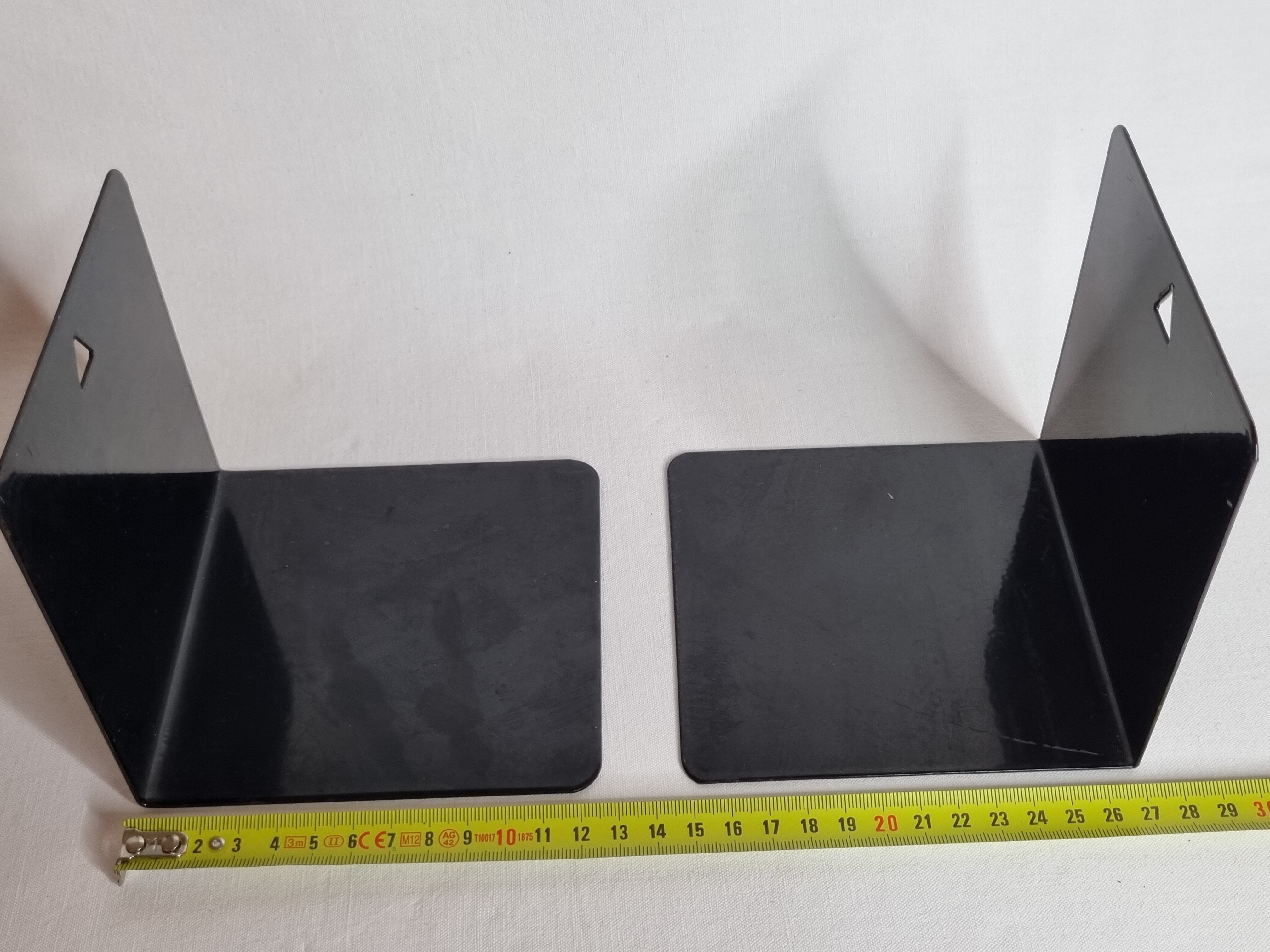 Set of six vintage black lacquered steel bookhouses