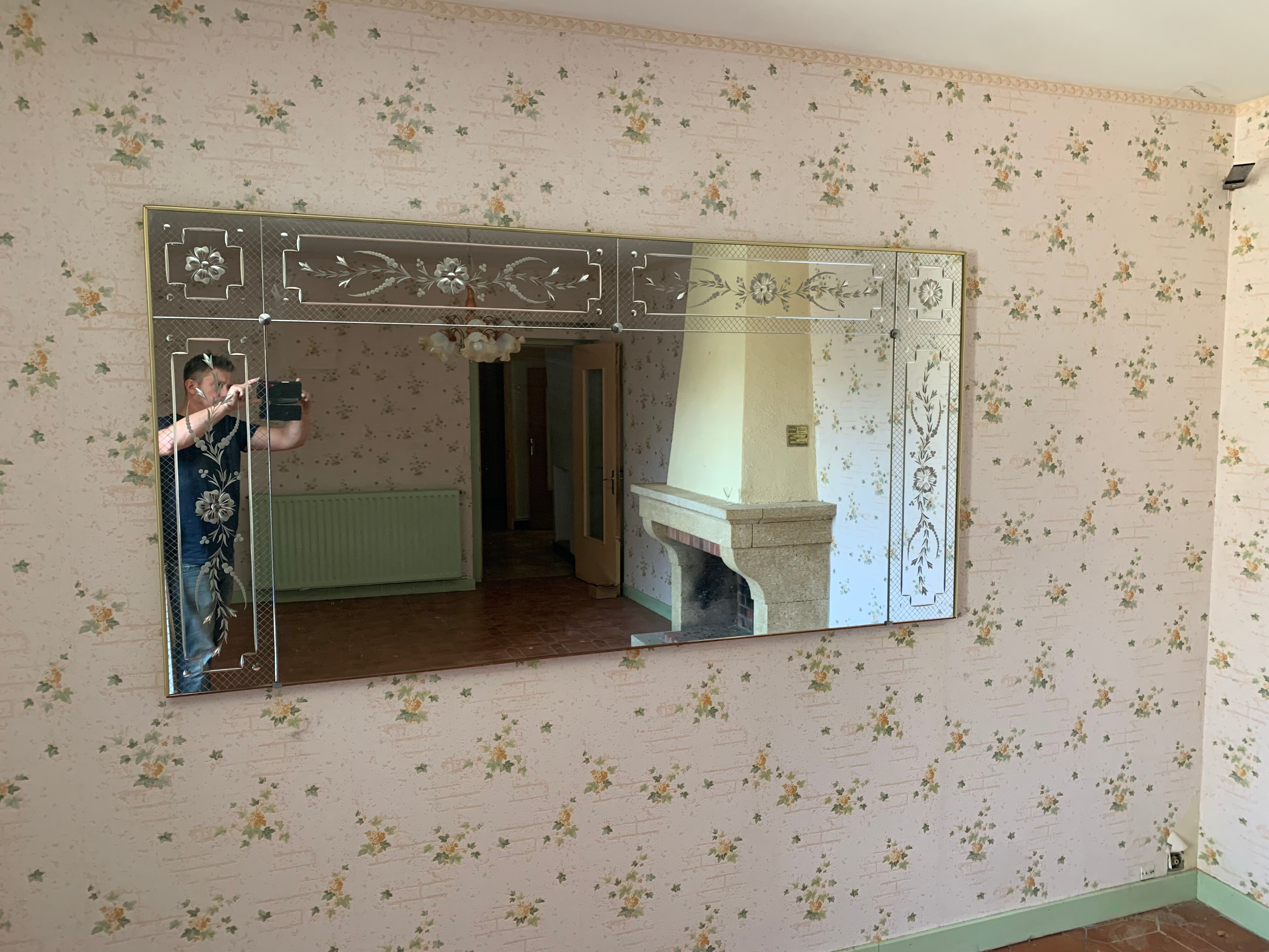 Venetian bistro mirror 200 x 100 cm - 50s