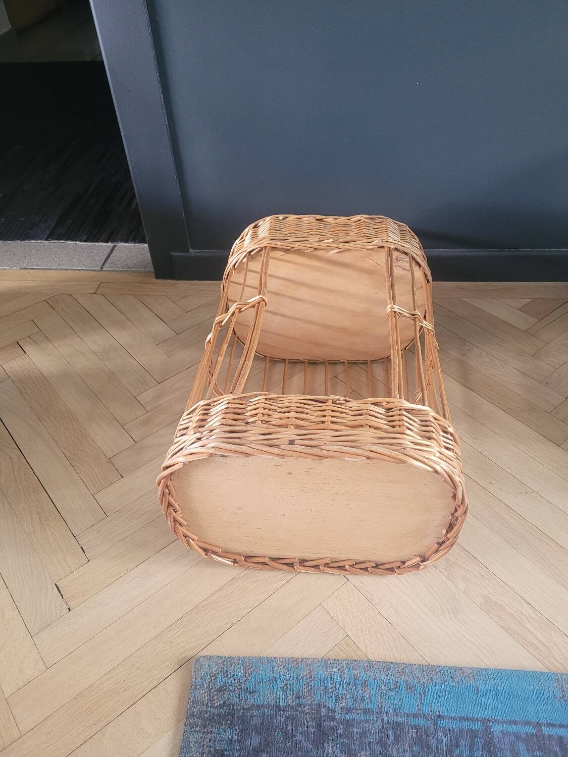 Rattan serving trolley