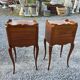 Pair of Louis XV style bedside tables in solid cherry wood.