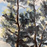 Landscape with poppies, oil on panel, Henry d'Avesnes (1907-1999)