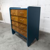 Atypical 1960s Scandinavian chest of drawers in blue Ainhoa Satiné with 4 drawers.