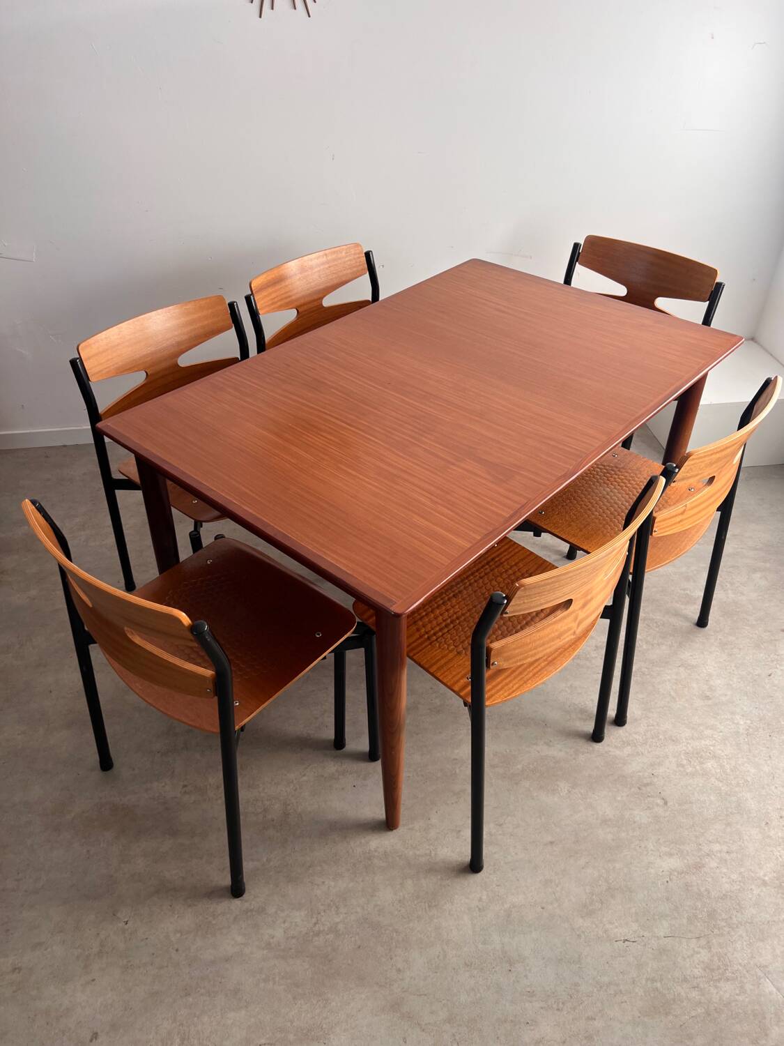 Old Scandinavian design rectangular teak table from the 60s vintage