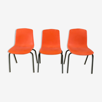 Chaise haute vintage 70 en formica orange | Selency