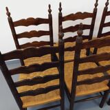 Set of 6 vintage Arts & Crafts chairs in Antonio Calligaris style in rope oak wood from the 50s