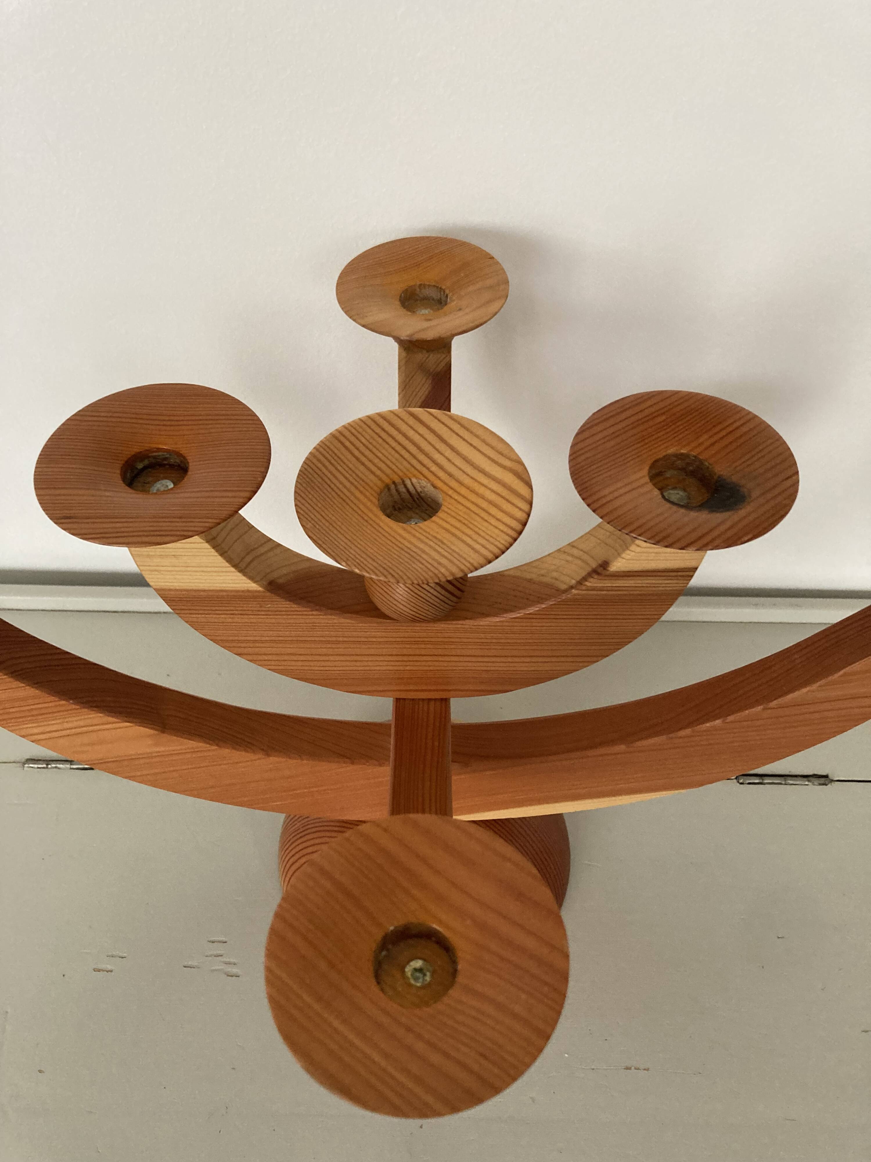 Large Swedish folding candle holder solid wood