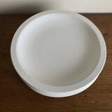 Set of 7 modernist flat plates Lunéville 1930 white earthenware