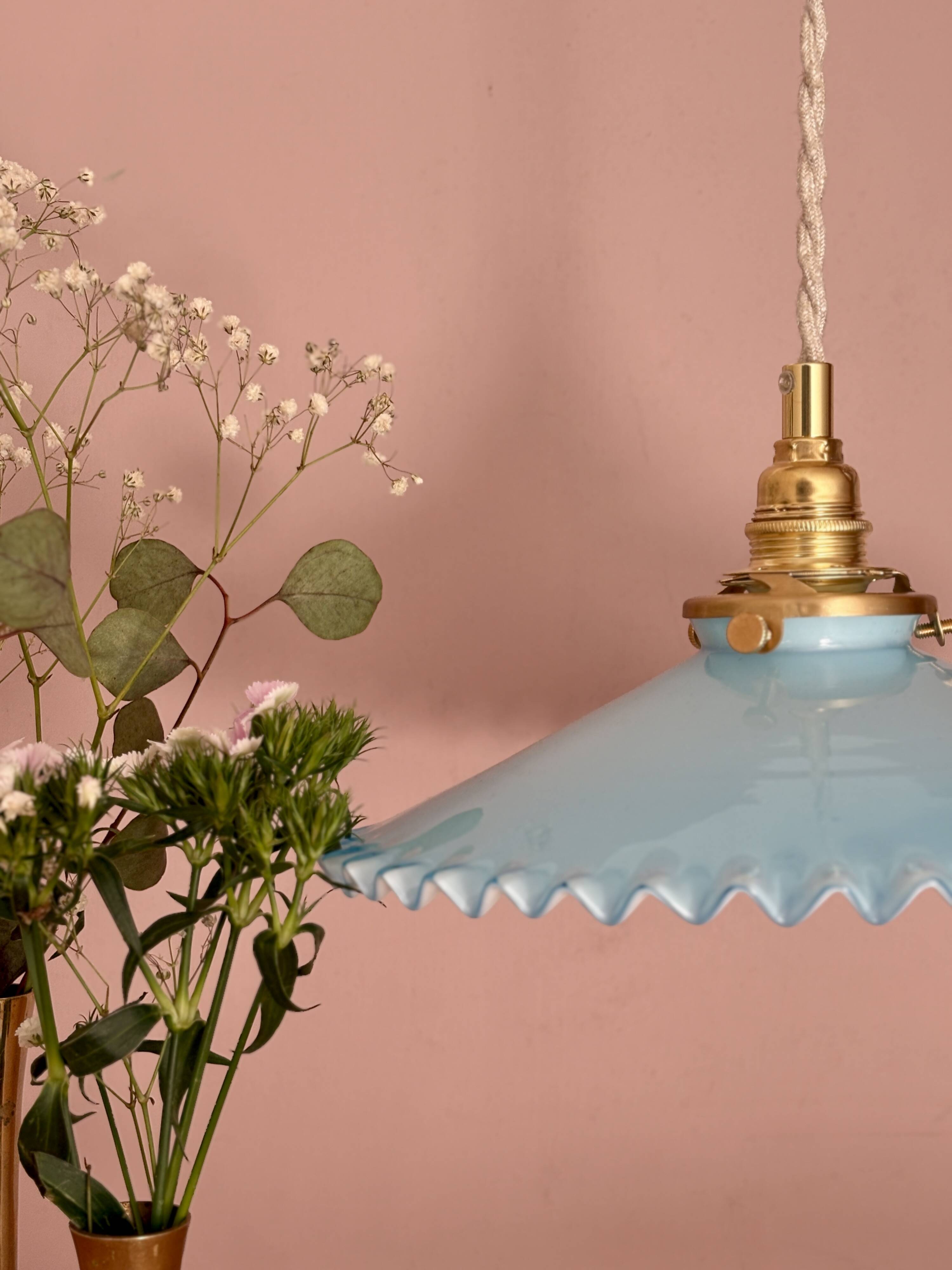 Vintage blue opaline pendant light