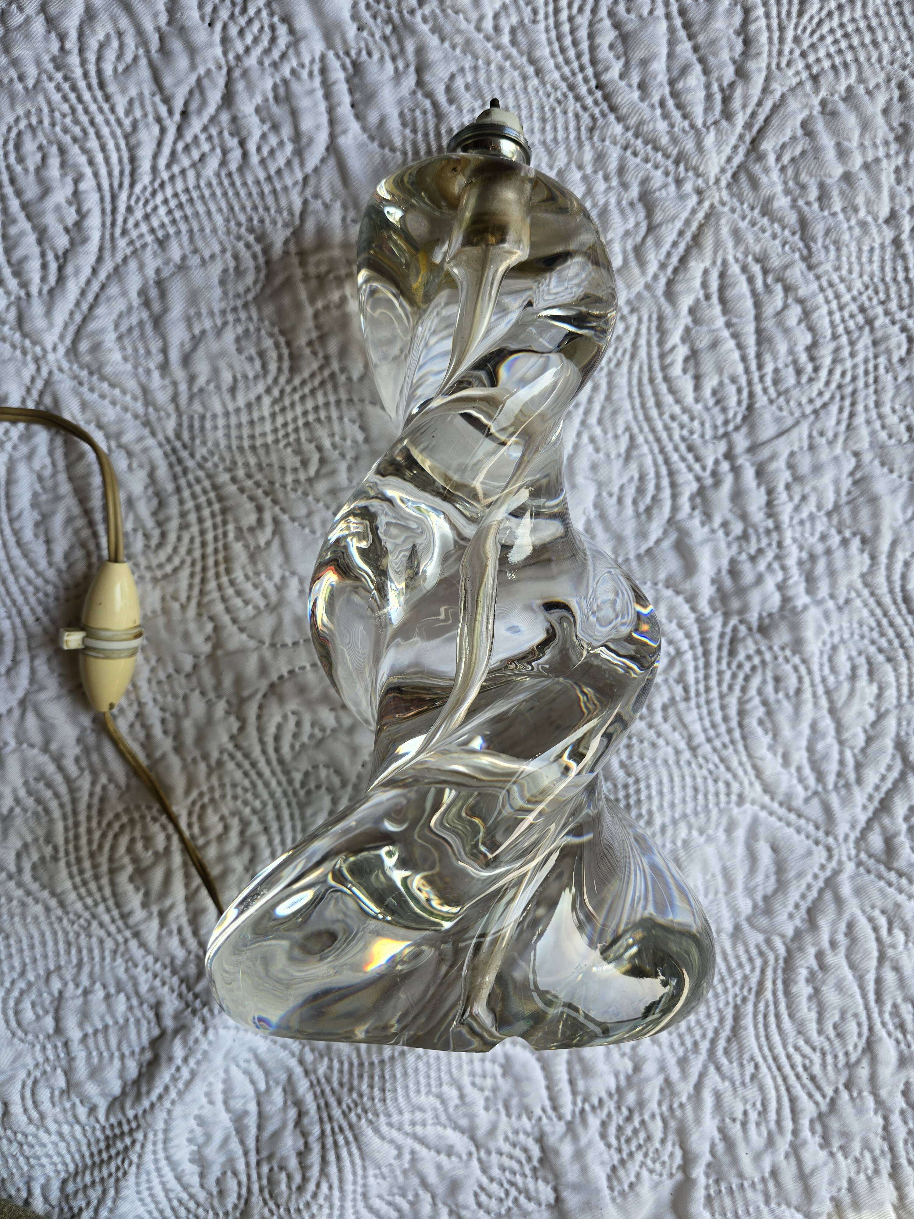 Vintage twisted crystal lamp base from Sèvres, 1960s-70s.