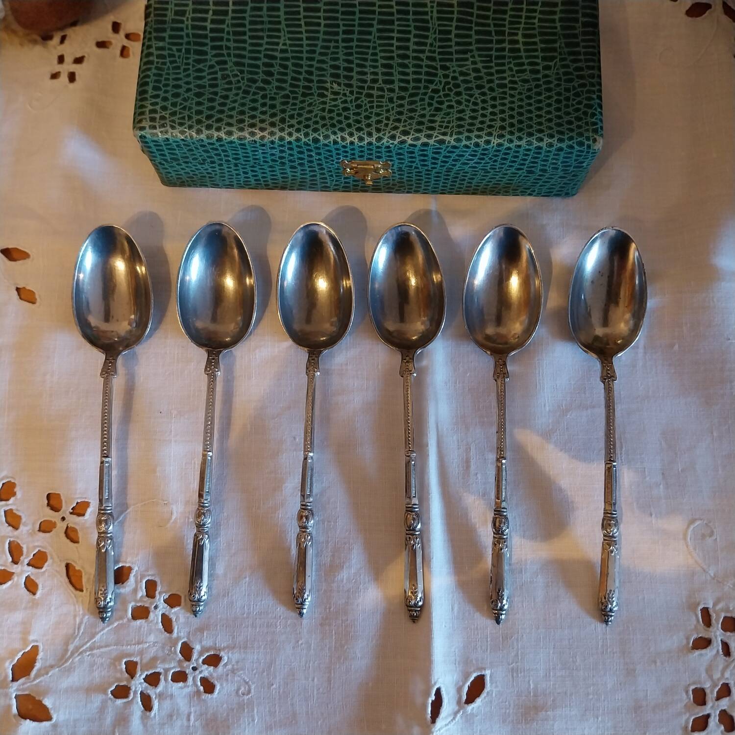 Old silver-plated metal teaspoons