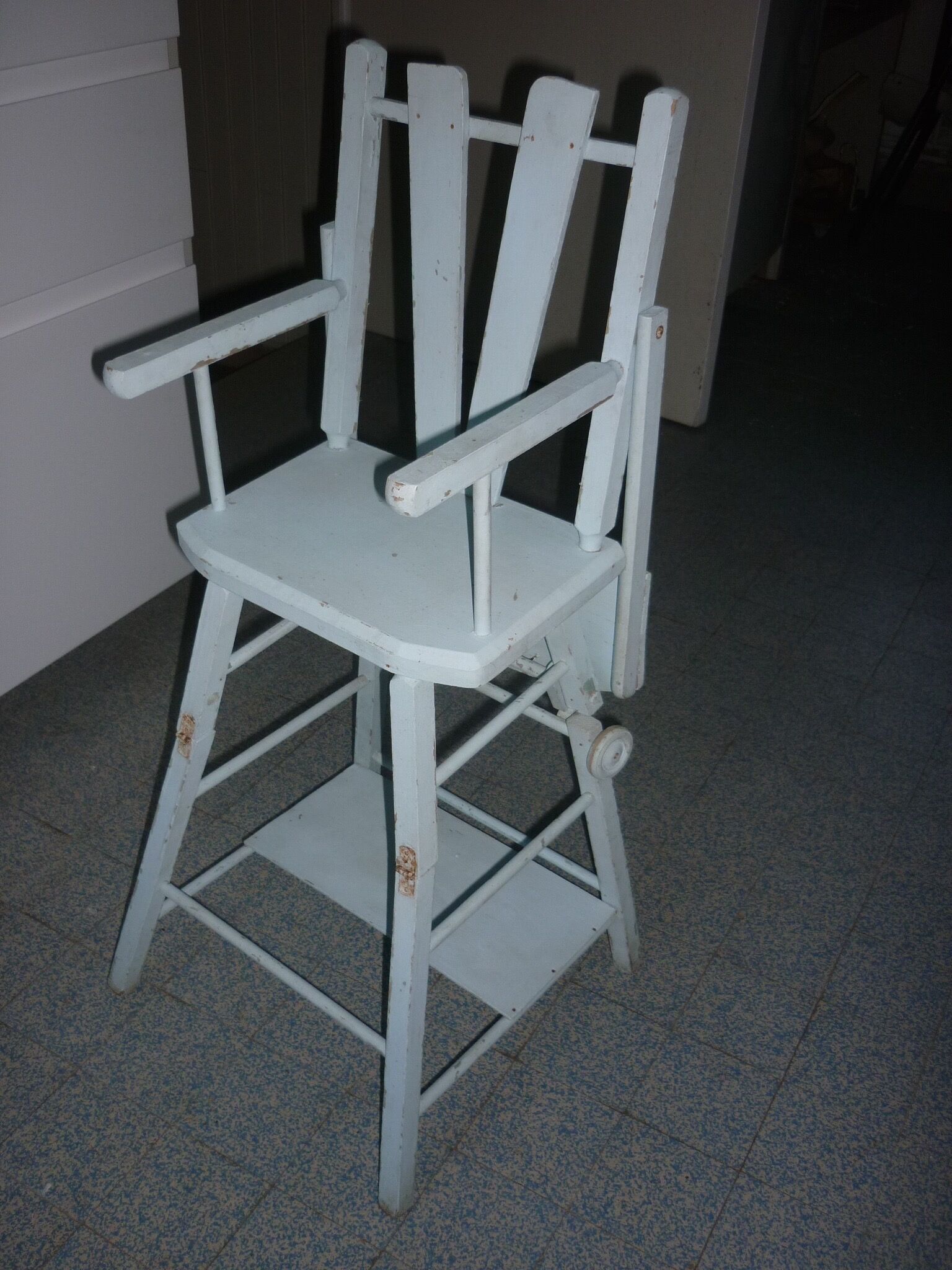 Vintage doll blue high chair