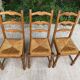 3 chaises bois massif paillées type ferme dossier haut