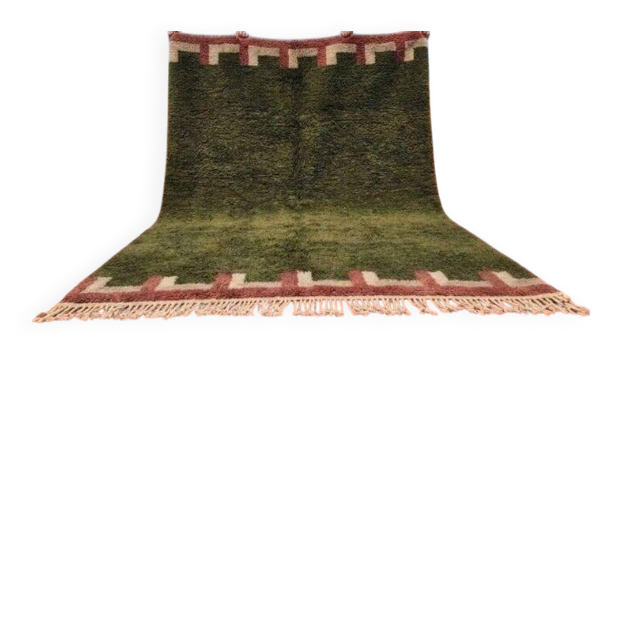 Moroccan Berber rug in khaki green and ecru 300x200 cm – handmade