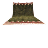 Tapis berbère marocain vert kaki et écru 300x200 cm – fait main