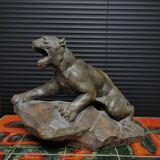 Keramieken beeld tijger, période Art déco, conçu par A. Fagotto