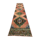 Distressed Turkish Runner 380x72 cm wool Vintage Tribal Rug Pink Green