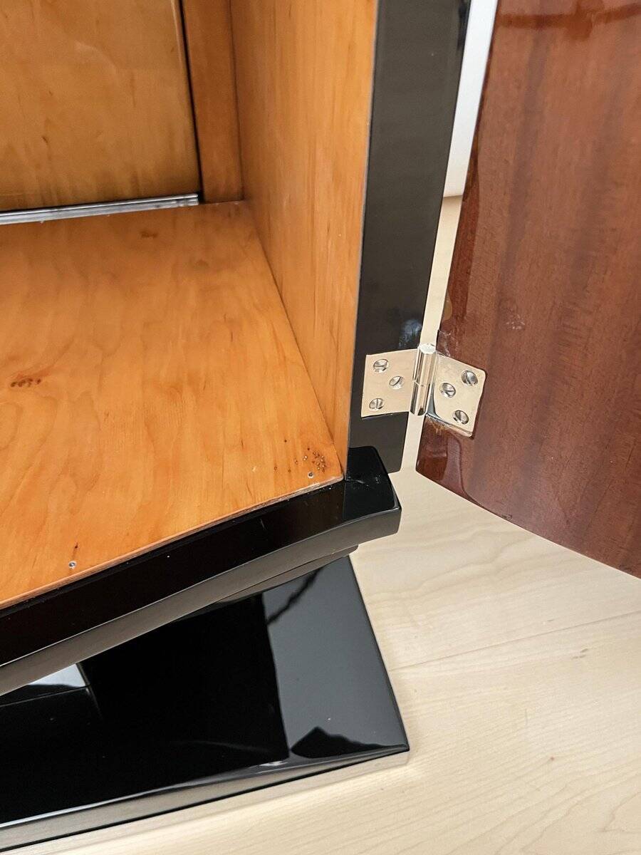 French Art Deco Bar Sideboard in Black Lacquer and Chrome, 1930