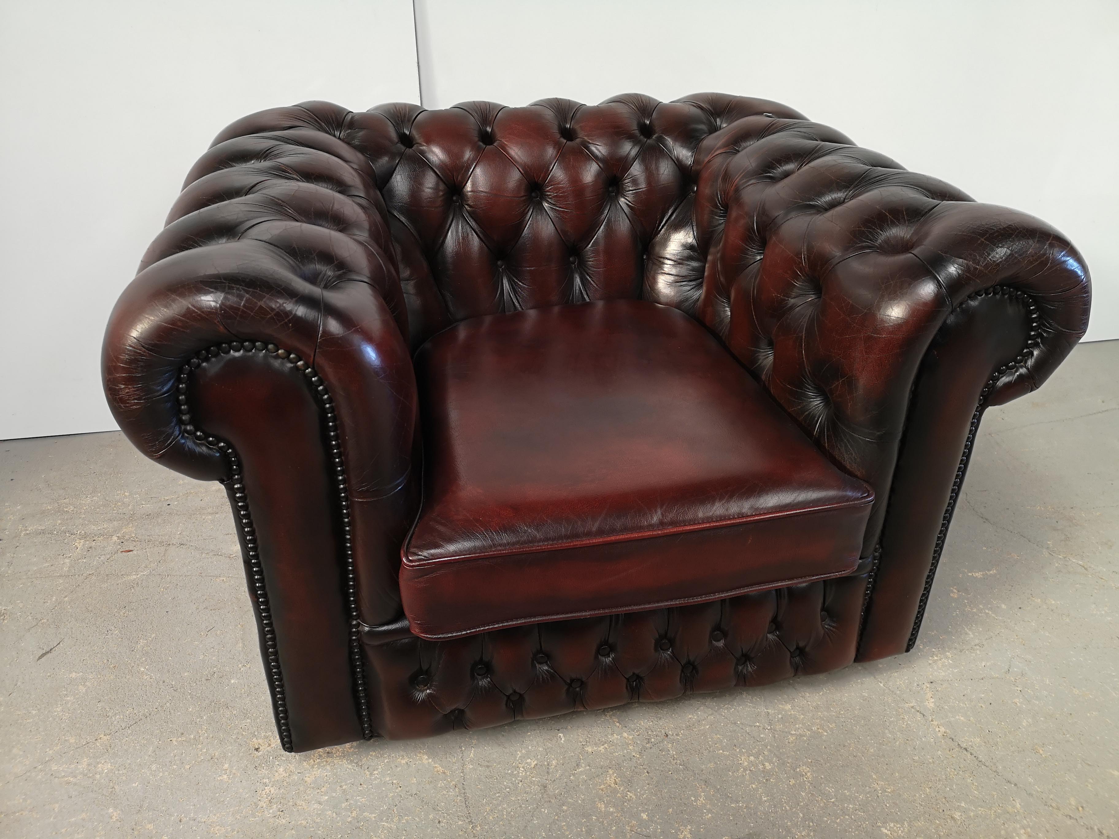 Armchair chesterfield mahogany leather English style
