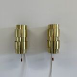 Pair of Scandinavian teak and brass sconces