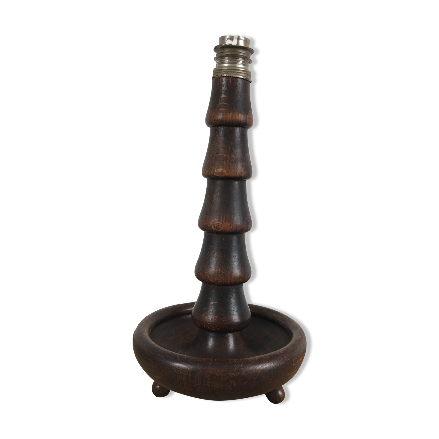 Pied de lampe en bois tourné des années 40-50