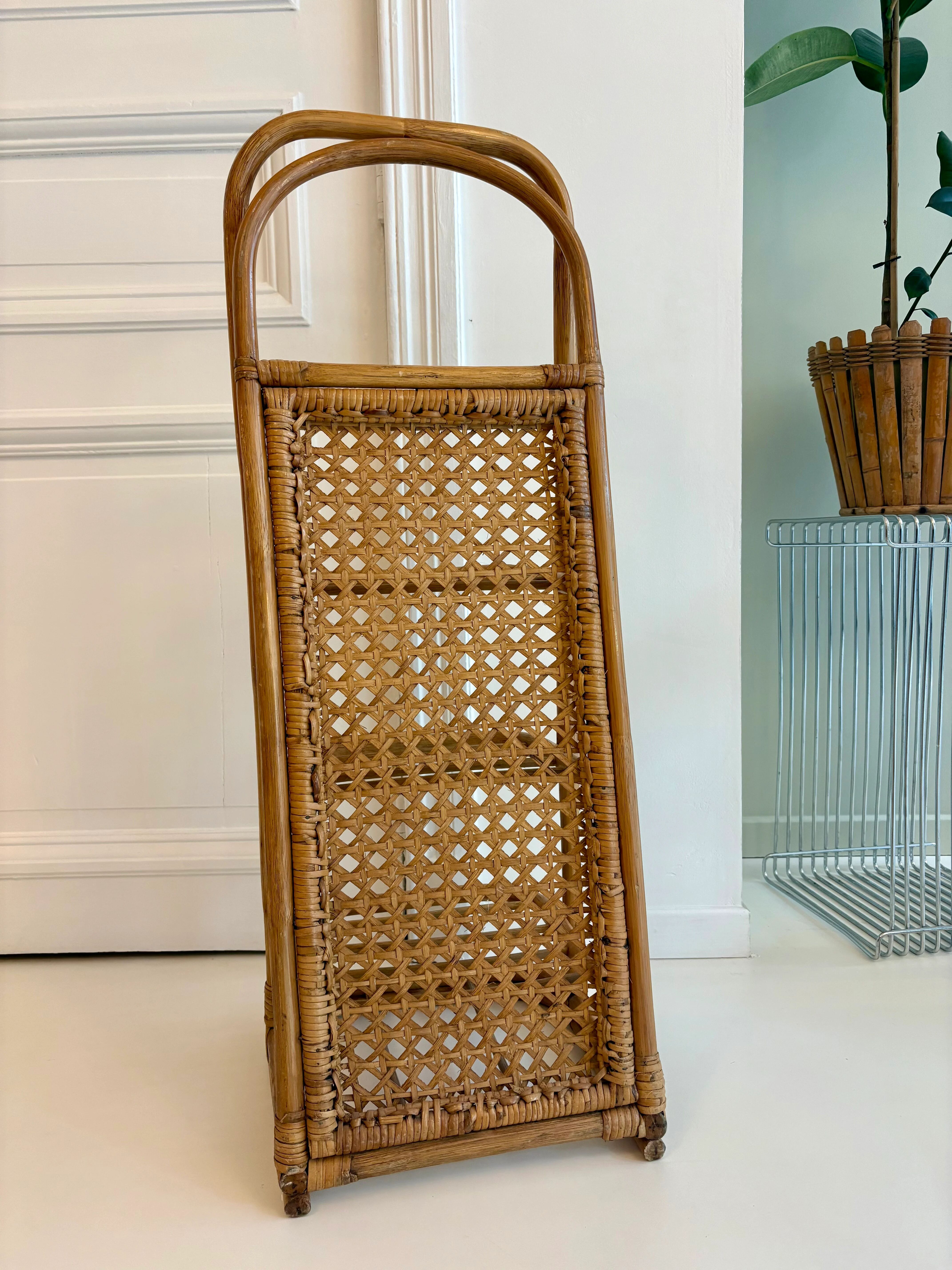 Vintage rattan and cane shelf – 1970s